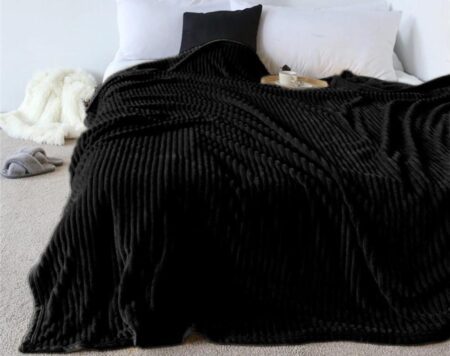 Κουβέρτα Stripe Fleece Black 220X240