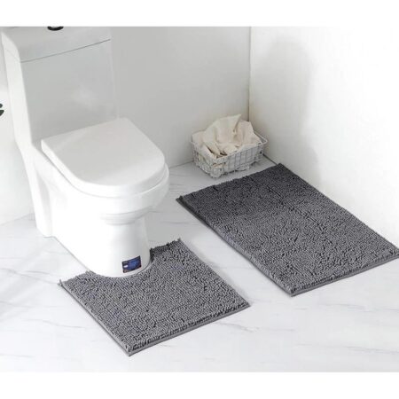 Σετ Πατάκια Μπάνιου Chenille 2 Τεμαχίων 50×80 και 50×40 Γκρί