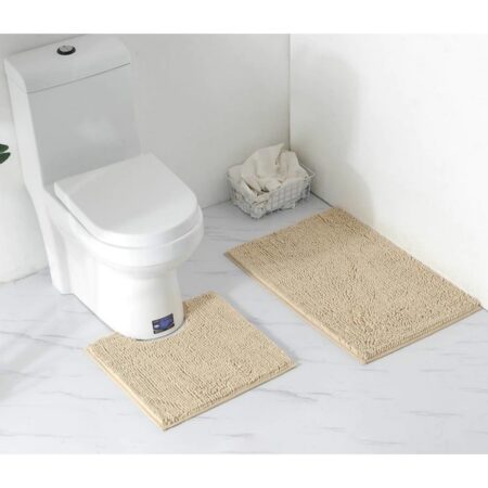 Σετ Πατάκια Μπάνιου Chenille 2 Τεμαχίων 50×80 και 50×40 Μπέζ