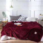 Κουβέρτα Stripe Fleece Βurgundy 220Χ240