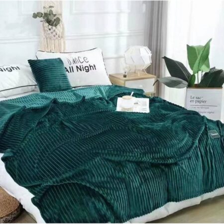 Κουβέρτα Stripe Fleece Green 220X240