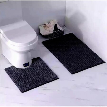 Σετ Πατάκια Μπάνιου Chenille 2 Τεμαχίων 50×80 και 50×40 Μαύρο