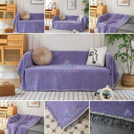 Ριχτάρι Chenille Με Κρόσια-180Χ320CM-Μώβ