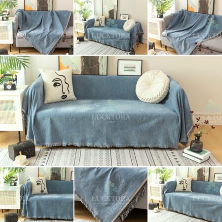 Ριχτάρι Chenille Με Κρόσια-180Χ320CM-Σιέλ