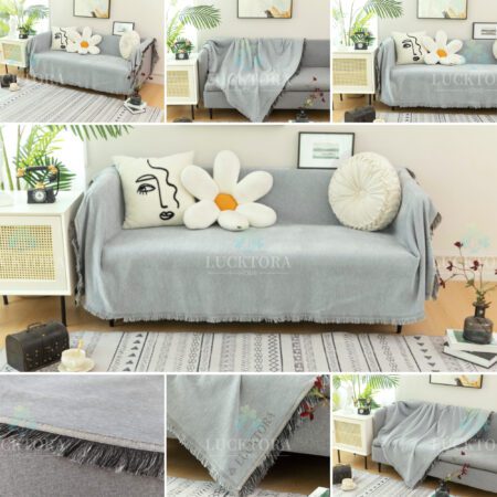 Ριχτάρι Chenille Με Κρόσια-180Χ320CM-Γκρί