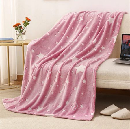 Κουβέρτα Fleece Παιδική 160Χ220 Ρόζ Αστεράκια