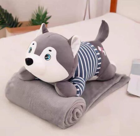 husky Γκρί Παιχνίδι Με Φλις Κουβέρτα Μέσα