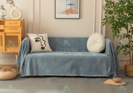 Ριχτάρι Γκρί Chenille Με Κρόσια-180X280CM