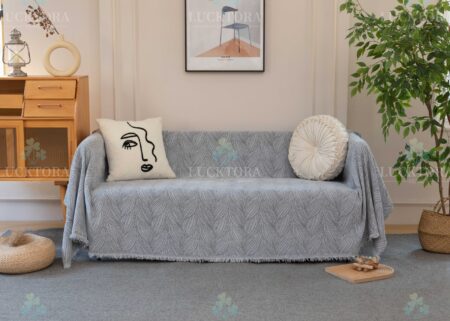Ριχτάρι Γκρί Σκούρο Chenille Με Κρόσια-180X280CM