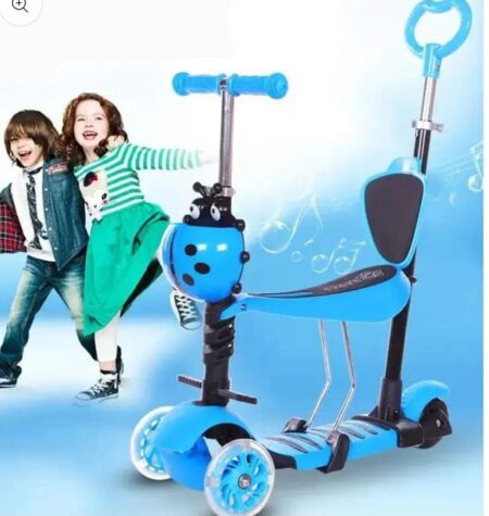 Παιδικό Πατίνι Scooter 5 σε 1 με Φωτιζόμενους τροχούς Led Πτυσσόμενο Κάθισμα Τιμόνι, σε Μπλε χρώμα