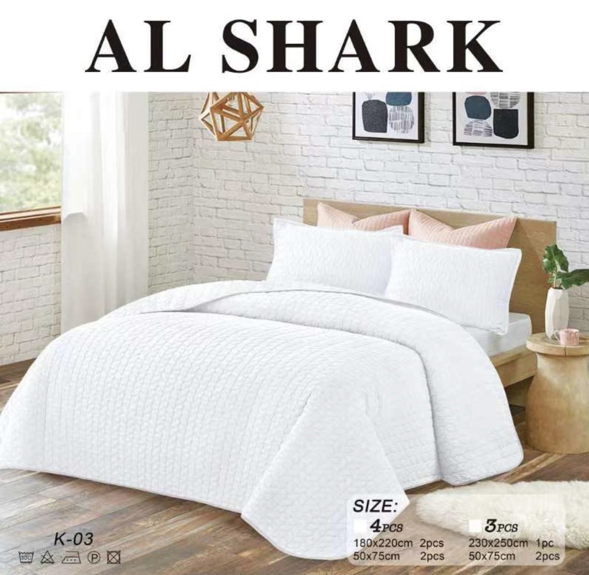 Κουβερλί Υπέρδιπλο (230x250) - Λευκό AL SHARK