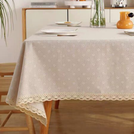 Λινό Τραπεζομάντηλο Μπεζ 140x140cm