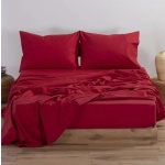 Σετ Σεντόνια Διπλά Polycotton Με Λάστιχο 160x200+30 Μπορντό LUC 05