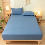 Σετ Σεντόνια Διπλά Polycotton Με Λάστιχο 160x200+30 Μπλέ LUC 02