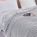 Κουβέρτα Flannel Stripe Γκρί Ανοιχτό 160x220 SP06
