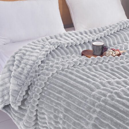 Κουβέρτα Flannel Stripe Γκρί Ανοιχτό 160x220 SP06