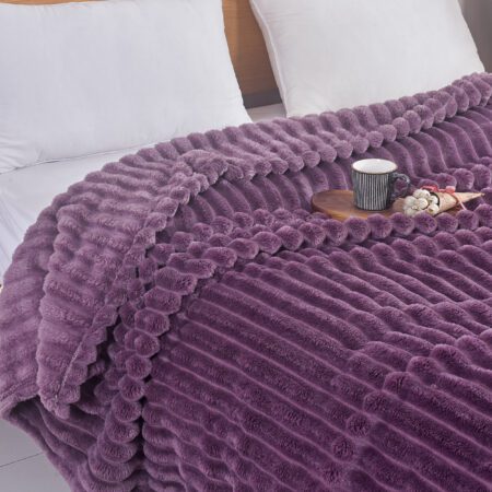 Κουβέρτα Flannel Stripe Μώβ 220X240 SP10