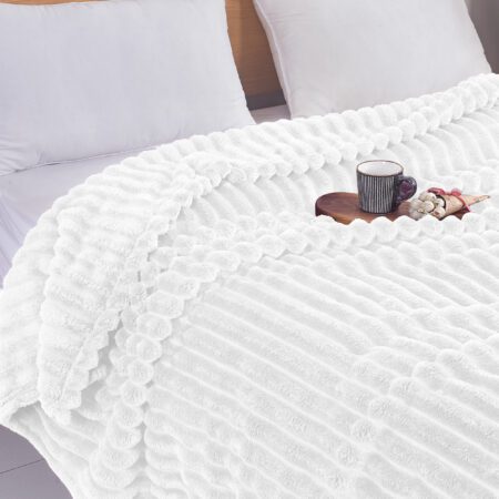 Κουβέρτα Flannel Stripe Λευκή 160x220 SP02