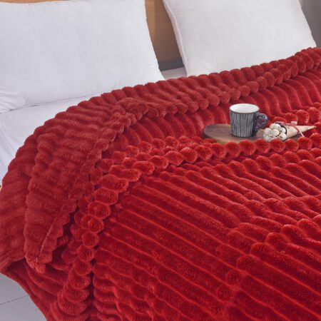 Κουβέρτα Flannel Stripe Κόκκινο 160x220 SP08
