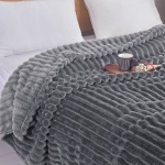 Κουβέρτα Flannel Stripe Γκρί Σκούρο 160x220 SP07