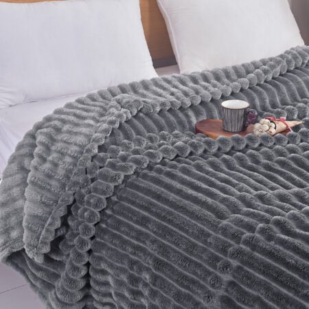 Κουβέρτα Flannel Stripe Γκρί Σκούρο 160x220 SP07