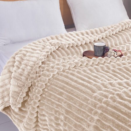 Κουβέρτα Flannel Stripe Μπέζ 160x220 SP04