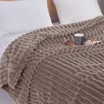 Κουβέρτα Flannel Stripe Καφέ 160x220 SP05