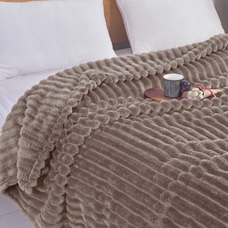 Κουβέρτα Flannel Stripe Καφέ 160x220 SP05