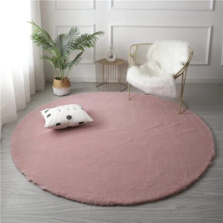 Πατάκι Στρόγγυλο Γούνα Rabbit Σάπιο Μήλο150x150cm