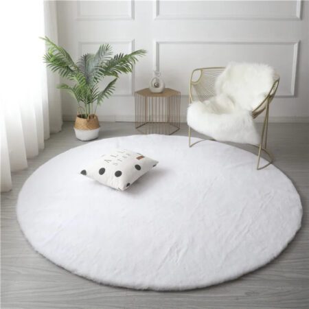 Πατάκι Στρόγγυλο Γούνα Rabbit Λευκό150x150cm