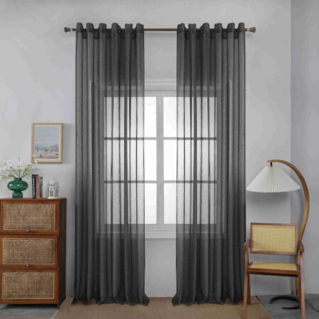 Κουρτίνα Ημιδιάφανη Μαύρη Με Κρίκο Υ295ΧΦ270cm 6037-18