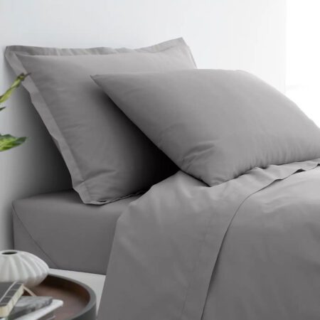 ετ Σεντόνια Βαμβακοσατέν 300tc 240x260cm Γκρι με Κέντημα 4τμχ