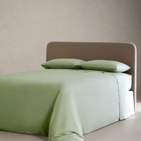 Σετ Σεντόνια Βαμβακοσατέν 300tc 240x260cm Μέντα με Κέντημα 4τμχ