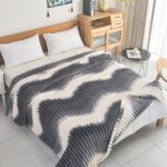 Κουβέρτα Fleece Ημίδιπλη 160x220cm Δίχρωμη Ριγέ Εκρού - Μπλε