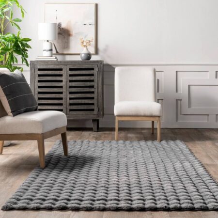 Γούνινο Χαλί Rabbit Fur Bubble Γκρί Σκούρο 180x280cm