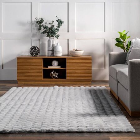 Γούνινο Χαλί Rabbit Fur Bubble Γκρί Ανοιχτό 180x280cm