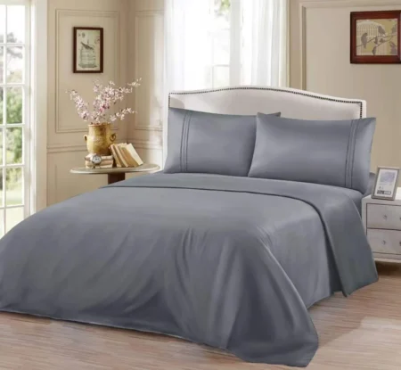 Σετ Παπλωματοθήκη Μονή Γκρί Σκούρο 160x220cm 3τμχ Microcotton