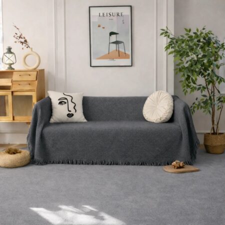 Chenille Ριχτάρι Καναπέ Γκρί Σκούρο 180x320 – C24-16