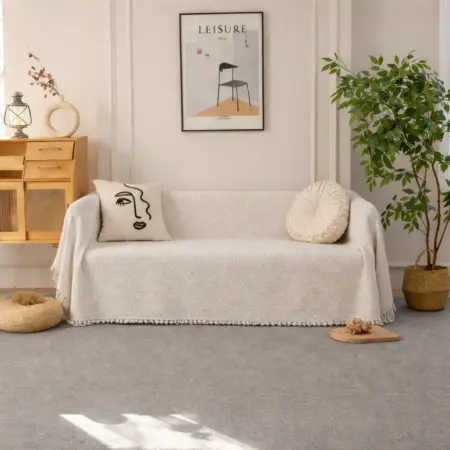 Chenille Ριχτάρι Καναπέ Εκρού 180x320 – C24-12