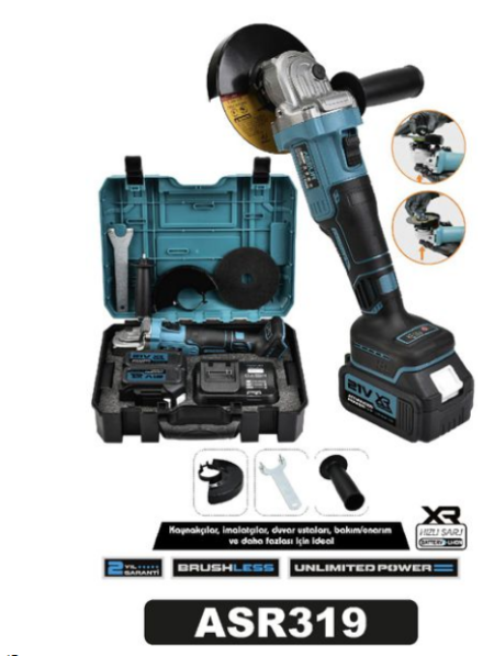 Ασύρματος Γωνιακός Τροχός ASSUR 125mm 21V (Brushless) με 2 Μπαταρίες ASR319