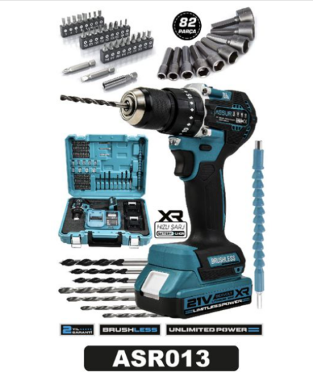 🔧 ASSUR ASR013 Ασύρματο Δράπανο 21V (Σετ 82 Τεμαχίων)