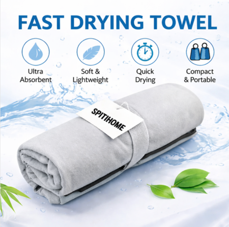 Πετσέτα Microfiber Γρήγορου Στεγνώματος Γκρί 90x160