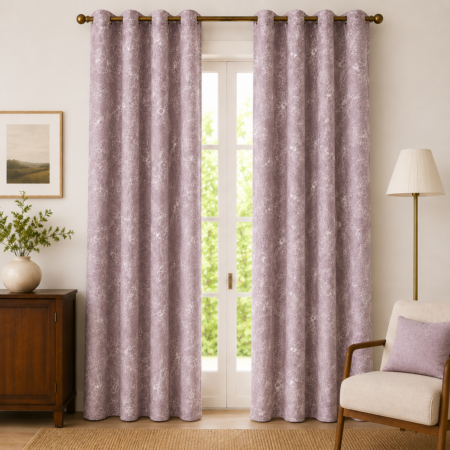 Κουρτίνα Ημιδιάφανη Μώβ 270x280 Floral με Ανάγλυφο Σχέδιο Λουλουδιών CUR-FLORAL-005