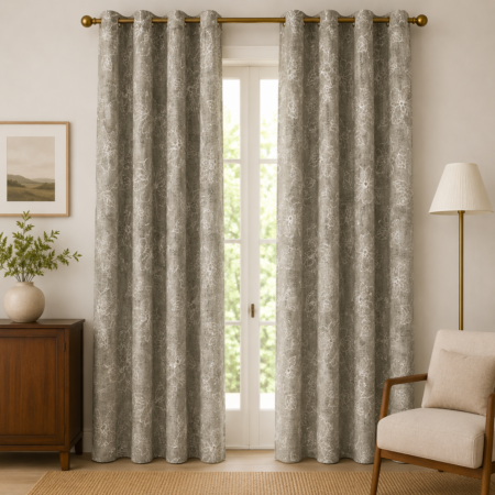 Κουρτίνα Ημιδιάφανη Μπέζ 270x280 Floral με Ανάγλυφο Σχέδιο Λουλουδιών CUR-FLORAL-002