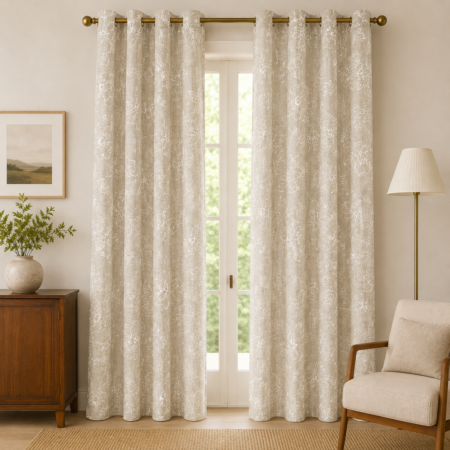 Κουρτίνα Ημιδιάφανη Εκρού 270x280 Floral με Ανάγλυφο Σχέδιο Λουλουδιών CUR-FLORAL-006