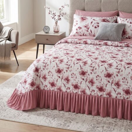 Κουβερλί Υπέρδιπλο 220x240 Floral με Βολάν FLV-003