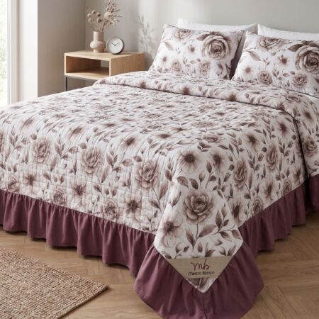 Κουβερλί Υπέρδιπλο 220x240 Floral με Βολάν FLV-005