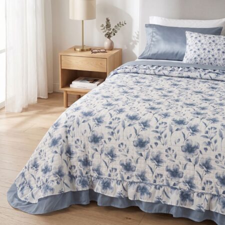 Κουβερλί Υπέρδιπλο 220x240 Floral με Βολάν FLV-006